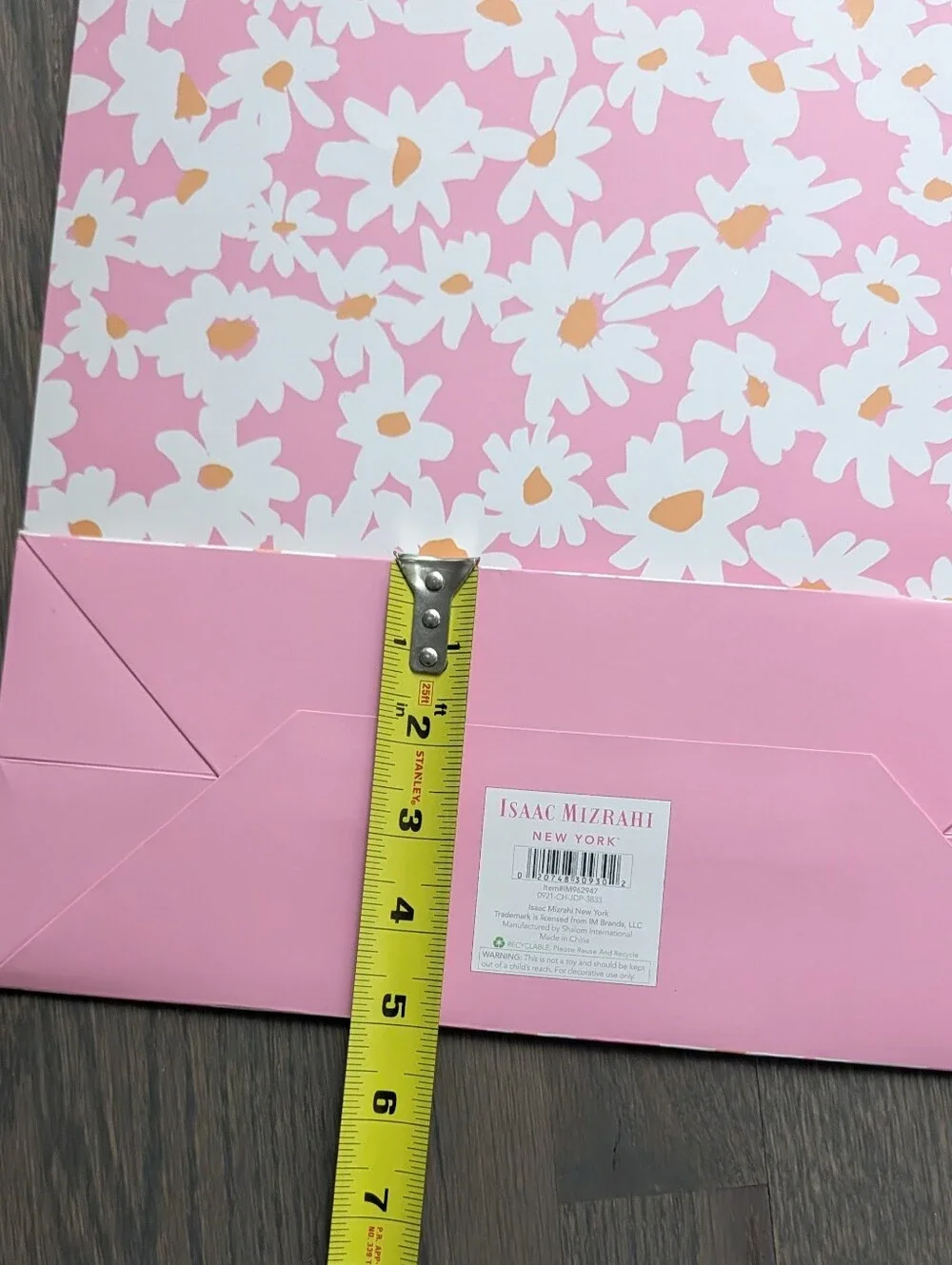 Isaac Mizrahi New York Pink Daisy Large Gift Bag 18